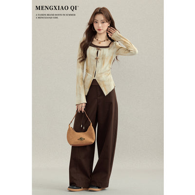 Chic Retro Long-Sleeve Top: Women's Autumn Color Block Pullover Design Thumbnail 4