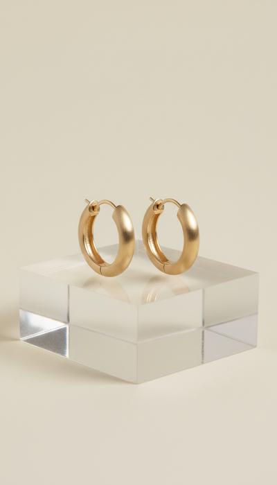 14k Brushed Gold Hoop Earrings