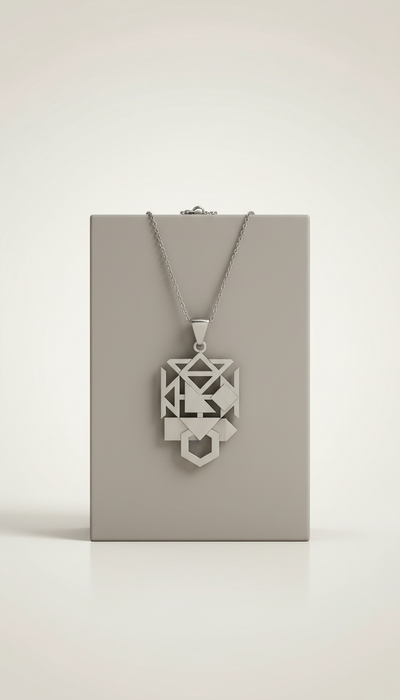 Geometric Pendant Necklace in Mist Titanium