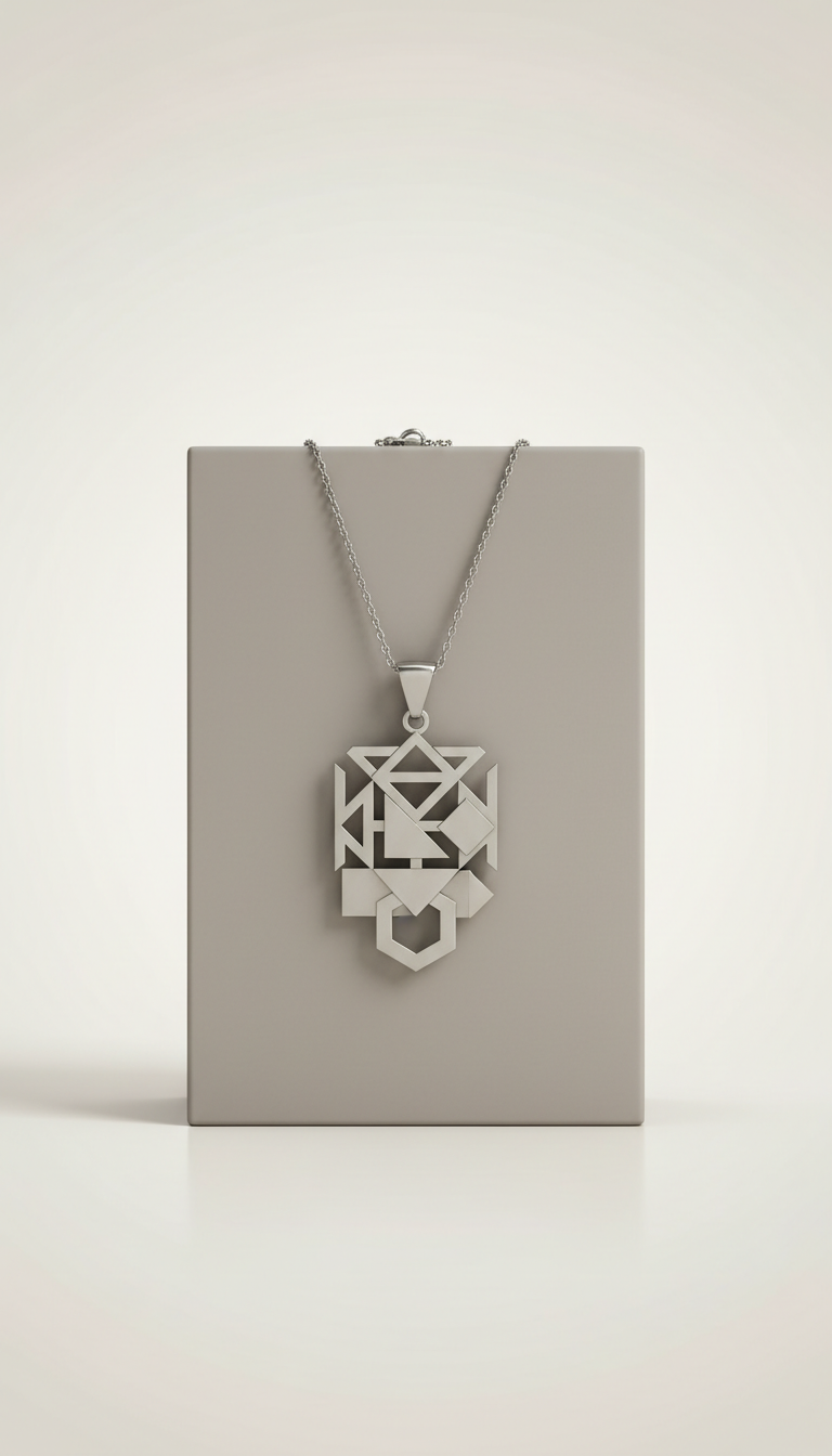 Geometric Pendant Necklace in Mist Titanium