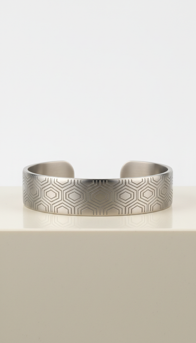 Engraved Titanium Cuff Bracelet