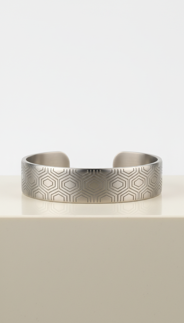 Engraved Titanium Cuff Bracelet