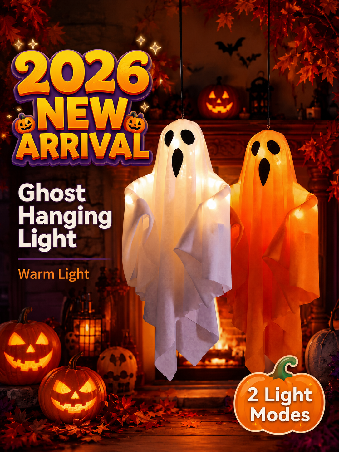 LED Halloween Glowing Ghost Hanging Pendant Atmosphere Light