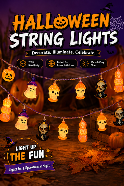 LED Halloween String Lights Spooky Ghost Pumpkin Party Decor