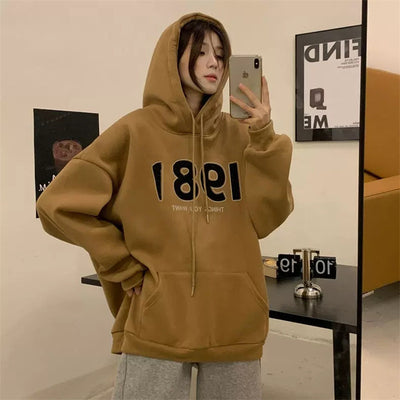 Khaki Fleece-Lined Hoodie – Warm Mid-Length Pullover Sweatshirt Thumbnail 5