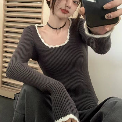 French Style Knit Sweater – Slim Fit & Elegant Thumbnail 3