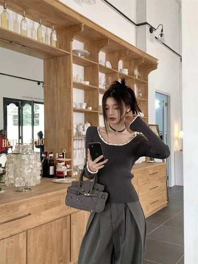 French Style Knit Sweater – Slim Fit & Elegant Thumbnail 5