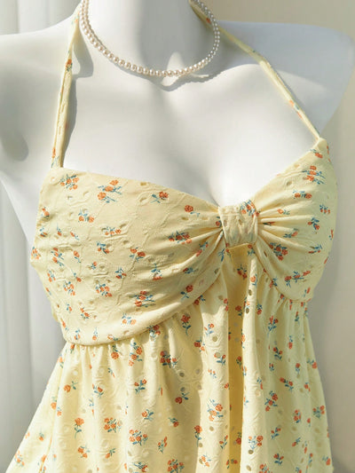 Sweet Floral Tie-Strap Vest Top with Built-In Cups Slim Fit Sleeveless Style Thumbnail 8