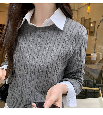 Slim Fit Cotton Knit Sweater – Minimalist Classic Thumbnail 2