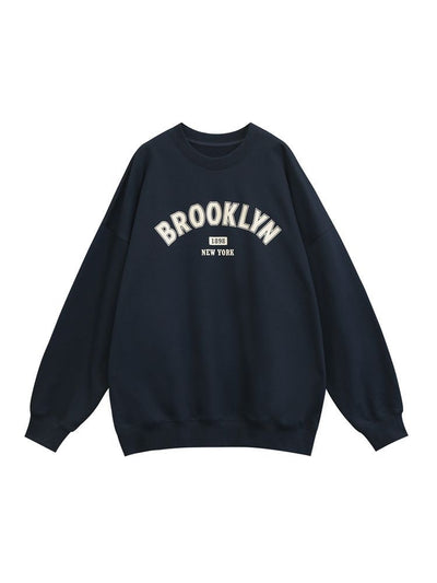 Chic Autumn Round Neck Sweatshirt: Korean American Loose Fit Pullover for Women Thumbnail 6