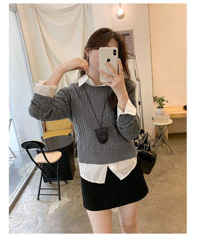 Slim Fit Cotton Knit Sweater – Minimalist Classic Thumbnail 4
