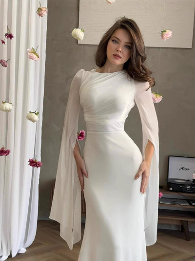 Elegant Bat Sleeve High Waist Slim Fit Autumn Maxi Dress Thumbnail 5