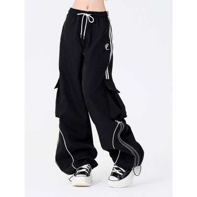 Loose Fit Drawstring Cargo Pants Casual Hip Hop Street Style Trousers Thumbnail 5