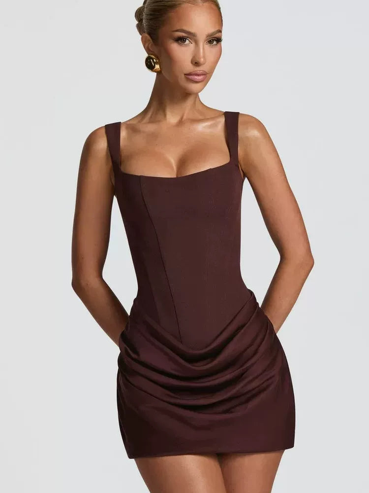 Fishbone Corset Slim Fit Spaghetti Strap Bodycon Dress