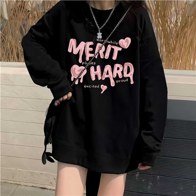 Oversized Comfy Pullover Sweatshirt – Casual Round Neck All-Season Style Thumbnail 3