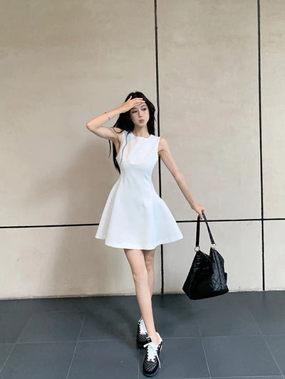 Elegant Sleeveless Summer A-Line Dress Slimming Waist Suit Style Thumbnail 5