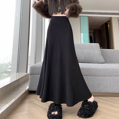 High Waist A Line Skirt Chic Fishtail Hem Elegant Casual Fashion for Women Thumbnail 4