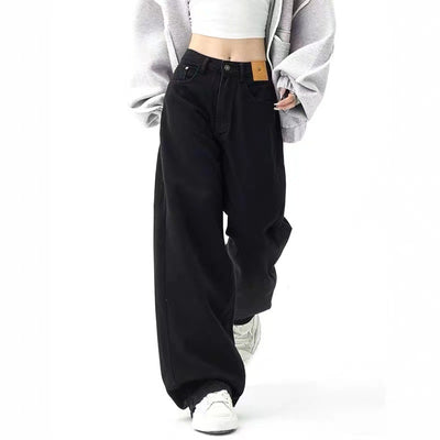 Women’s Black Straight Leg Jeans – High-Waist Retro Style Thumbnail 6