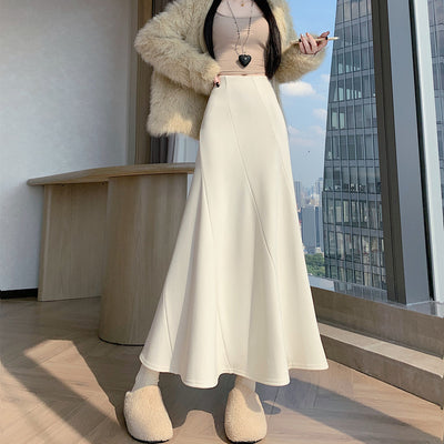 High Waist A Line Skirt Chic Fishtail Hem Elegant Casual Fashion for Women Thumbnail 2