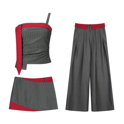 Striped Three Piece Summer Leisure Set for Women Thumbnail 5