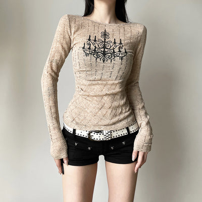 Casual Long Sleeve Letter T-Shirt Stylish City Fashion Everyday Top Thumbnail 3