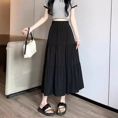 High Waist A Line Midi Skirt Comfortable Mid Length Casual Fashion Style Thumbnail 3