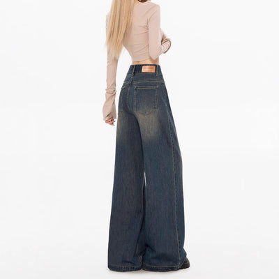 High-Waist Loose Straight Fit Fleece-Lined Denim Jeans Thumbnail 6