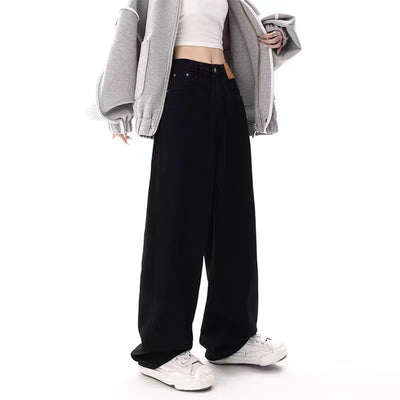 Women’s Black Straight Leg Jeans – High-Waist Retro Style Thumbnail 3