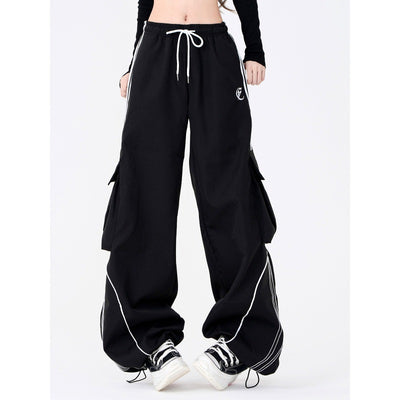 Loose Fit Drawstring Cargo Pants Casual Hip Hop Street Style Trousers Thumbnail 6
