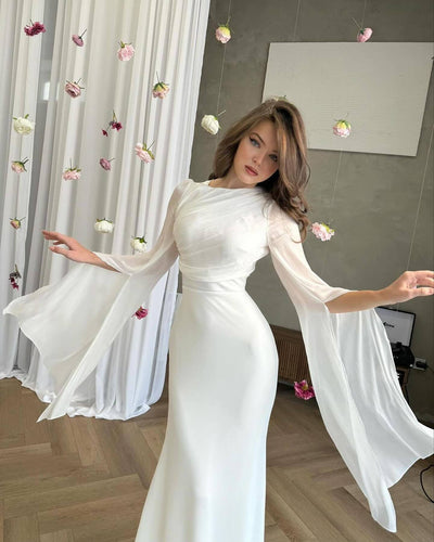 Elegant Bat Sleeve High Waist Slim Fit Autumn Maxi Dress Thumbnail 6