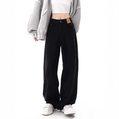 Women’s Black Straight Leg Jeans – High-Waist Retro Style Thumbnail 2