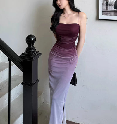 Gradient Mesh Summer Sling Dress Sexy Bodycon Fit Thumbnail 2