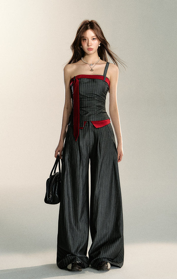 Striped Three Piece Summer Leisure Set for Women