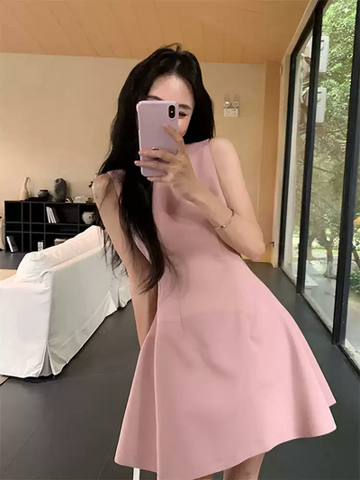 Elegant Sleeveless Summer A-Line Dress Slimming Waist Suit Style Thumbnail 8