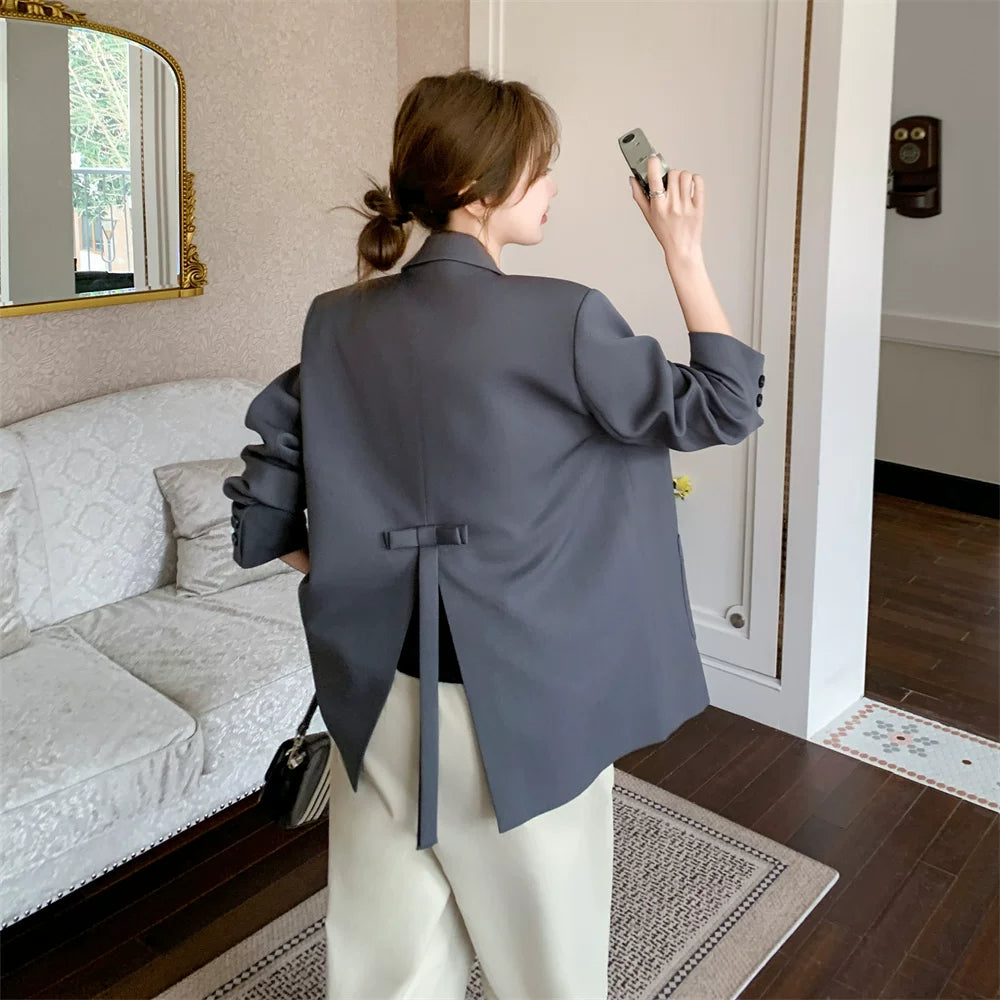 Autumn Classic Women's Suit Jacket with Bow