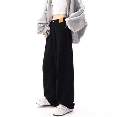Women’s Black Straight Leg Jeans – High-Waist Retro Style Thumbnail 4