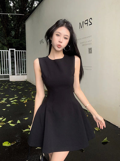 Elegant Sleeveless Summer A-Line Dress Slimming Waist Suit Style Thumbnail 3