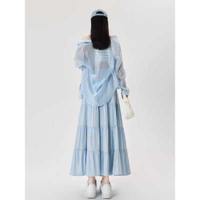 High Waist A Line Maxi Skirt Bow Detail Chic Casual Fashion Essential Thumbnail 5