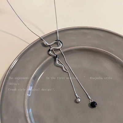 Serpentine Zircon Snake Necklace Double Chain Accessory Thumbnail 8