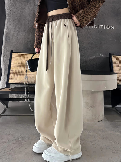 High Waist Oversized Loose Straight Fleece Lined Casual Trousers for Everyday Wear Thumbnail 3