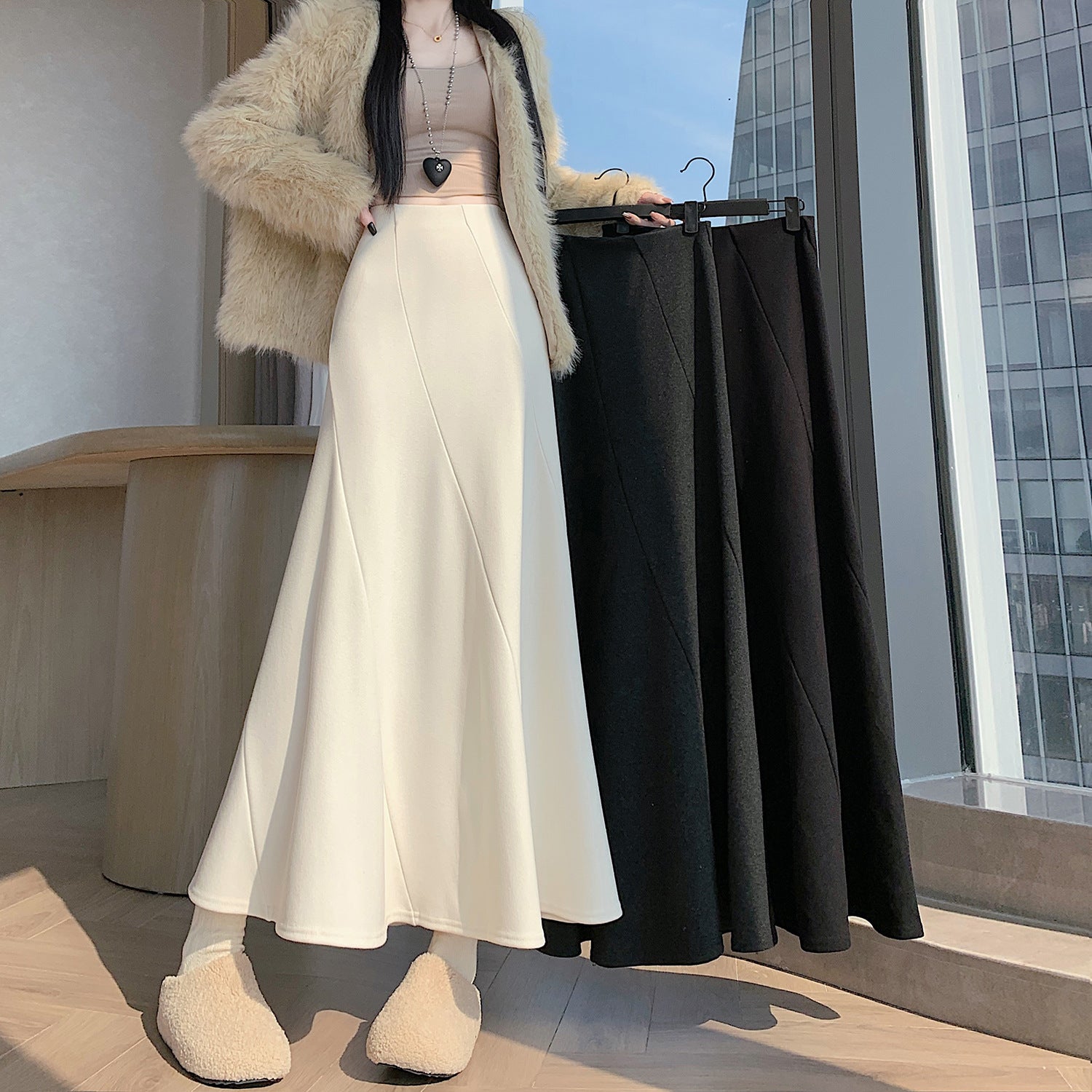 High Waist A Line Skirt Chic Fishtail Hem Elegant Casual Fashion for Women