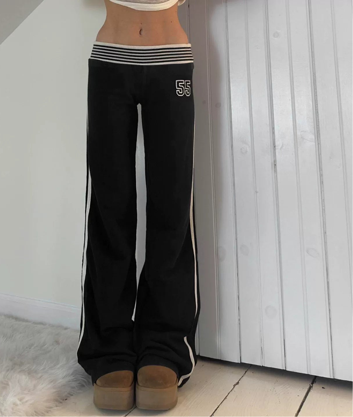 Women’s Knitted Leisure Trousers Low Waist Straight Fit