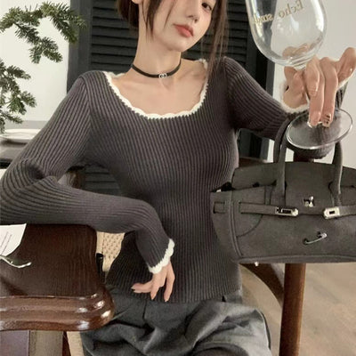 French Style Knit Sweater – Slim Fit & Elegant Thumbnail 2