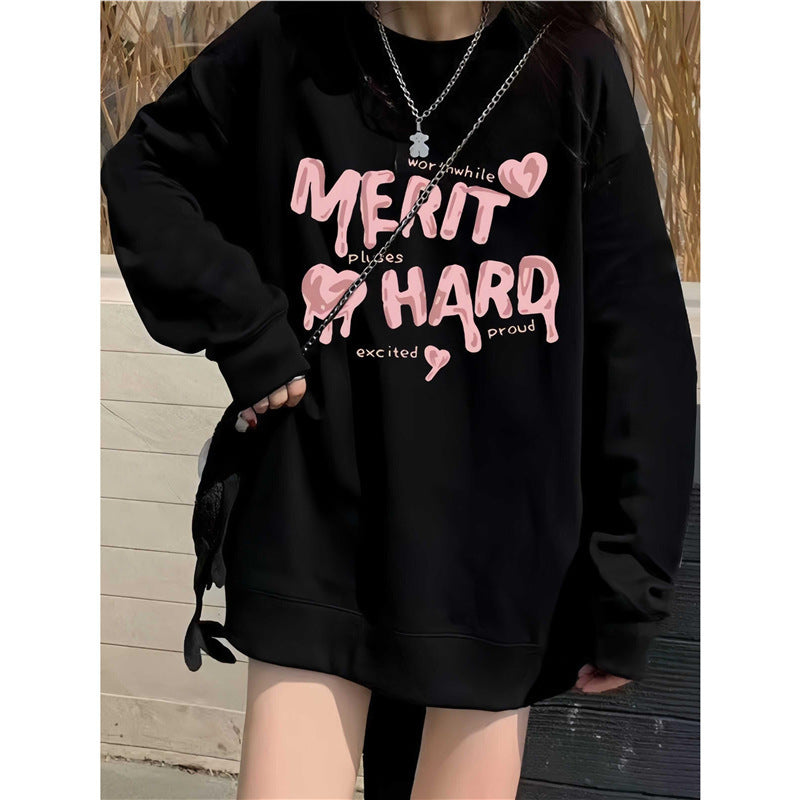 Oversize Comfy Student Sweatshirt | Versatile Round Neck Pullover for All Seasons