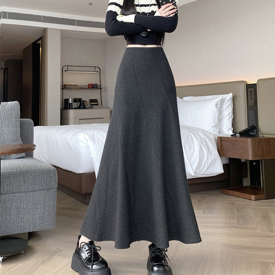 High Waist A Line Skirt Chic Fishtail Hem Elegant Casual Fashion for Women Thumbnail 3