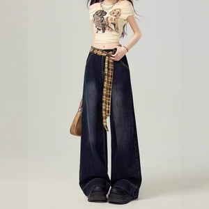 Oversized High Waist Loose Straight Fit Autumn Colored Denim Jeans Trousers