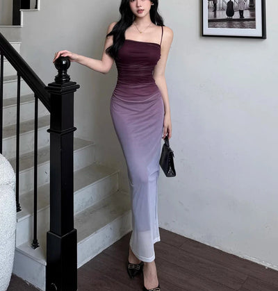 Gradient Mesh Summer Sling Dress Sexy Bodycon Fit Thumbnail 3