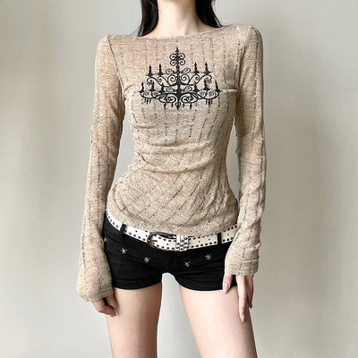 Casual Long Sleeve Letter T-Shirt Stylish City Fashion Everyday Top Thumbnail 2