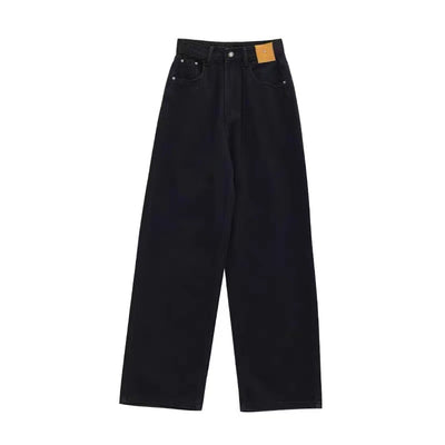 Women’s Black Straight Leg Jeans – High-Waist Retro Style Thumbnail 5