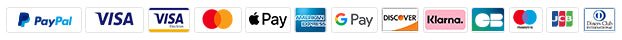 Payment methods accepted: PayPal, Visa, Mastercard, AMEX, Apple Pay, Google Pay, Discover, Klarna